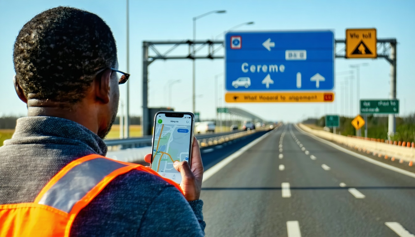 Traveller using mobile app for toll management